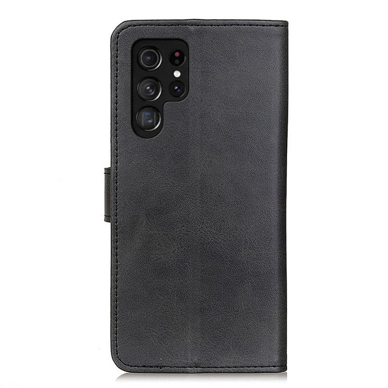 Capa Em Pele Para Samsung Galaxy S23 Ultra 5G Couro Sintético Fosco