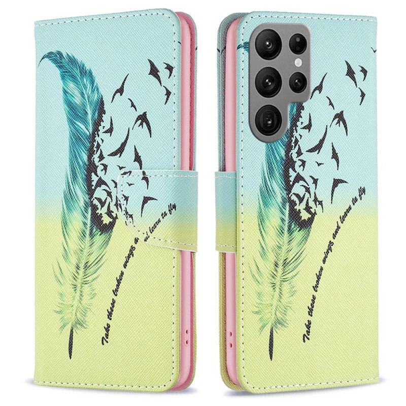 Capa Em Pele Para Samsung Galaxy S23 Ultra 5G Pena