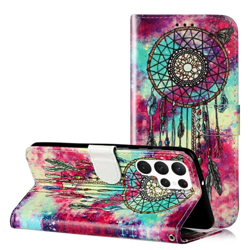 Capa Flip Para Samsung Galaxy S23 Ultra 5G Apanhador De Sonhos