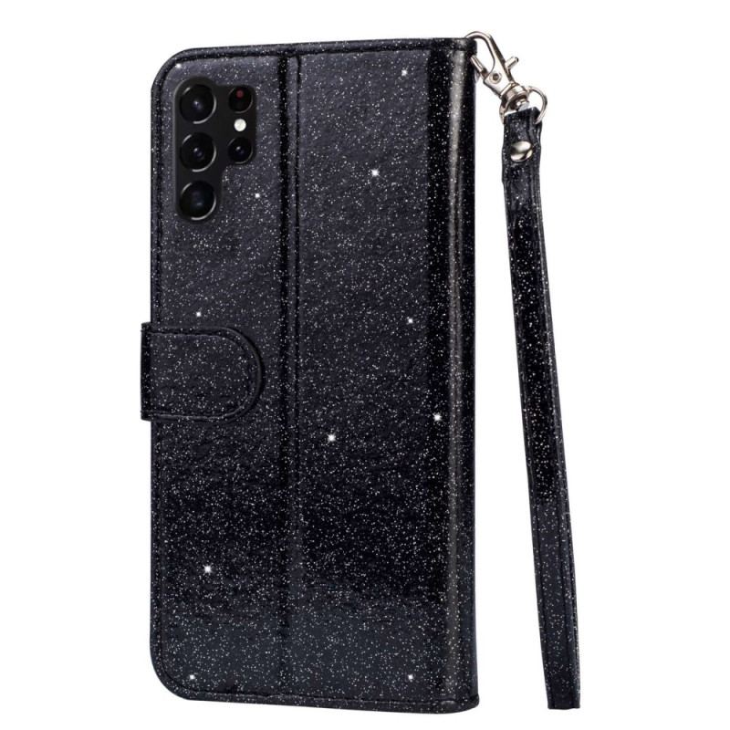 Capa Flip Para Samsung Galaxy S23 Ultra 5G Bolsa De Moedas Glitter