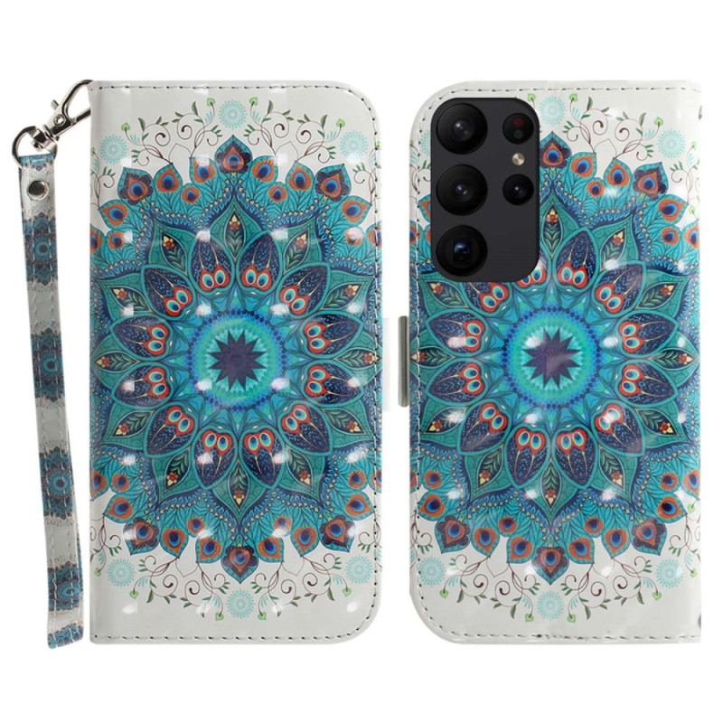 Capa Flip Para Samsung Galaxy S23 Ultra 5G De Cordão Mandala Strappy