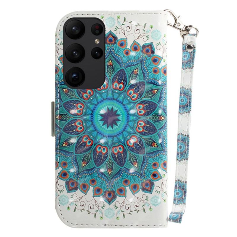 Capa Flip Para Samsung Galaxy S23 Ultra 5G De Cordão Mandala Strappy