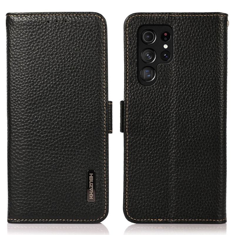 Capa Flip Para Samsung Galaxy S23 Ultra 5G Couro De Lichia Khazneh Rfid