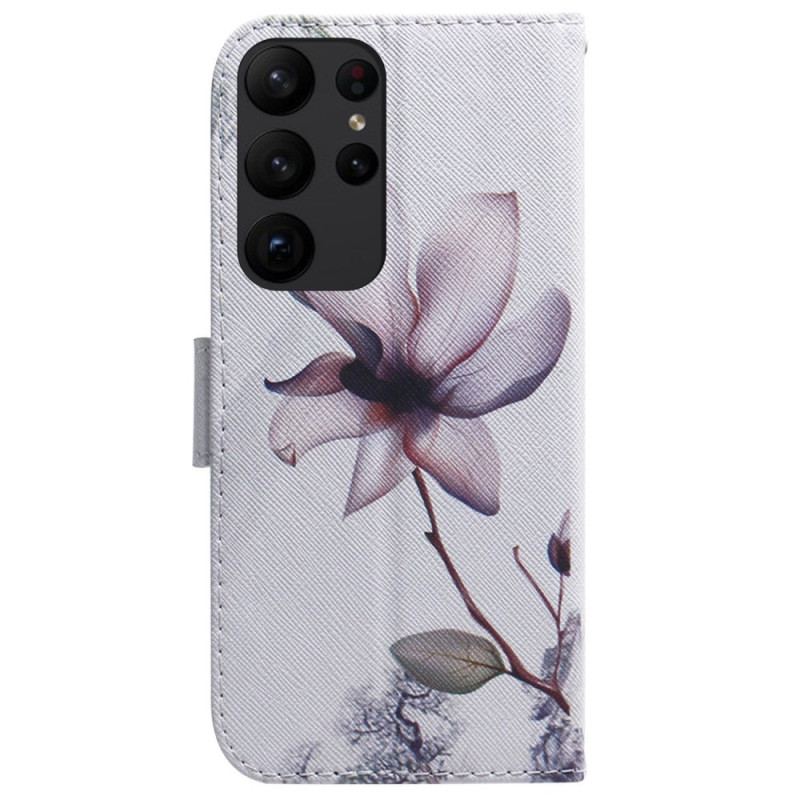 Capa Flip Para Samsung Galaxy S23 Ultra 5G Flor Rosa