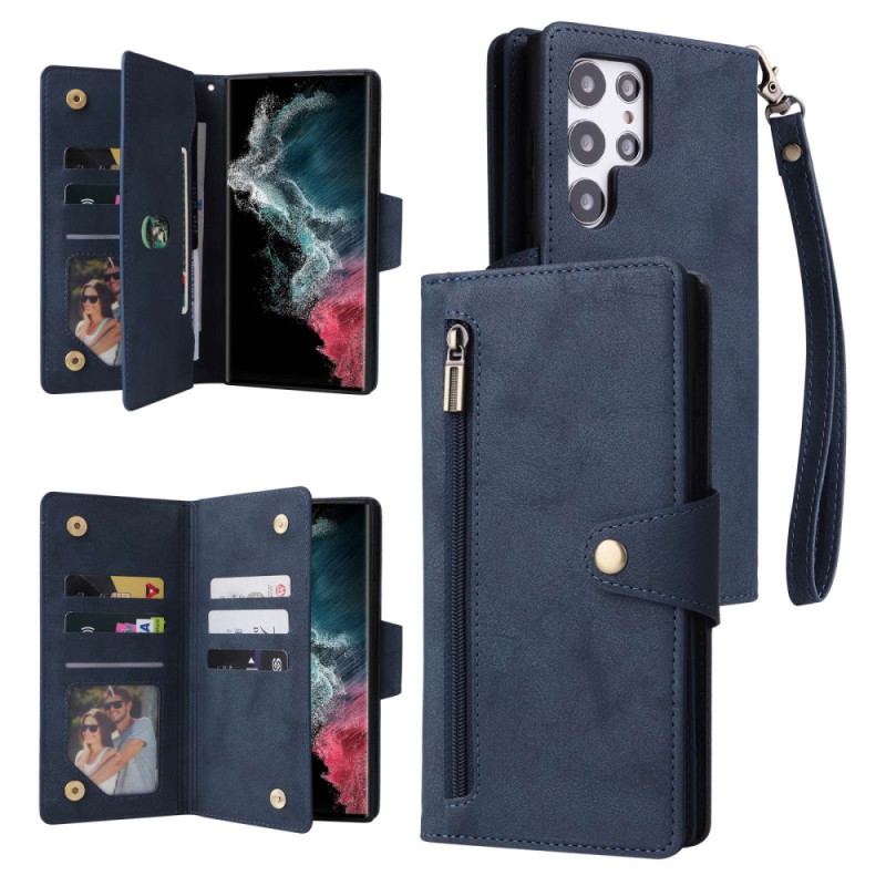 Capa Flip Para Samsung Galaxy S23 Ultra 5G Multi-cartões E Carteira