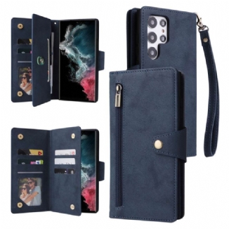 Capa Flip Para Samsung Galaxy S23 Ultra 5G Multi-cartões E Carteira