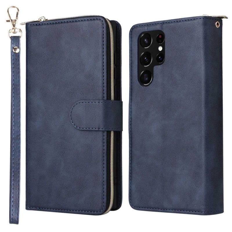 Capa Flip Para Samsung Galaxy S23 Ultra 5G Porta-moedas 9 Porta-cartões