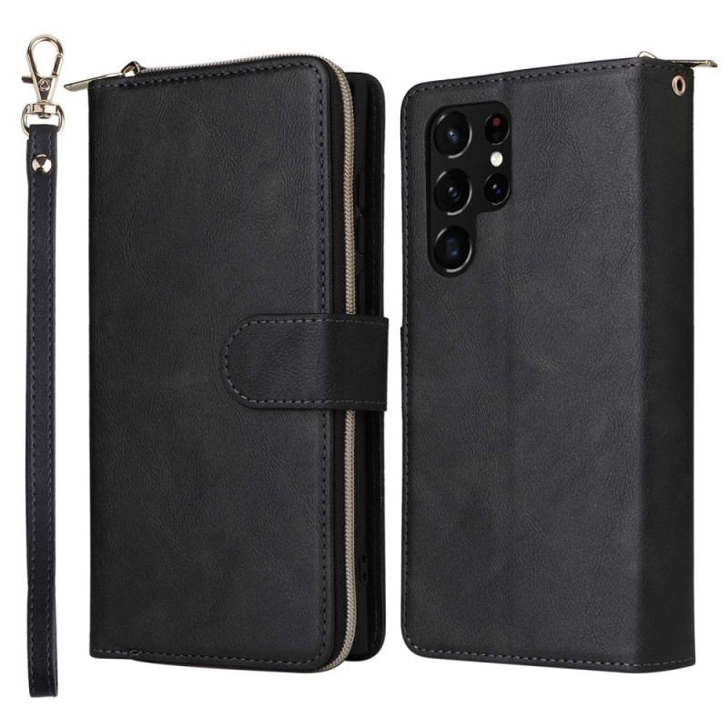 Capa Flip Para Samsung Galaxy S23 Ultra 5G Porta-moedas 9 Porta-cartões