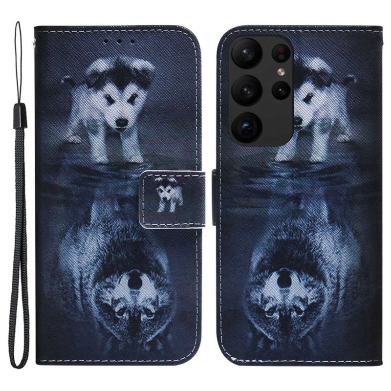 Capa Flip Para Samsung Galaxy S23 Ultra 5G Sonho De Cachorrinho