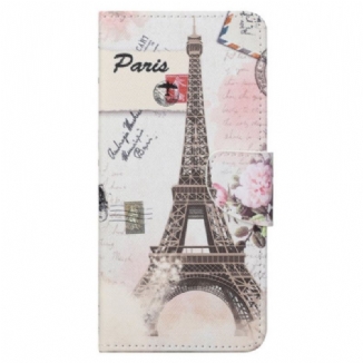 Capa Flip Para Samsung Galaxy S23 Ultra 5G Torre Eiffel Antiga