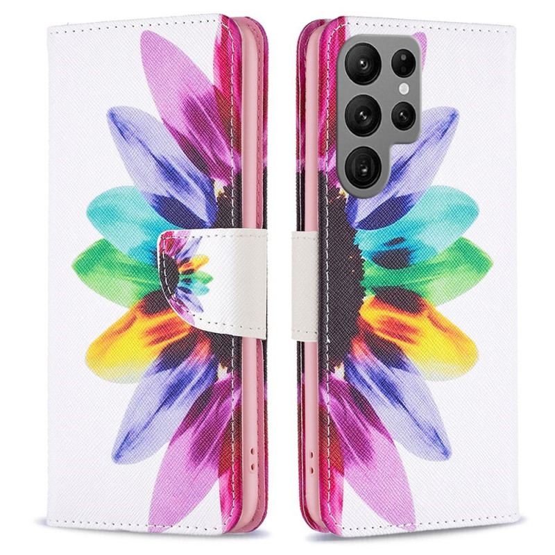 Capa Flip Para Samsung Galaxy S23 Ultra 5G Uma Flor