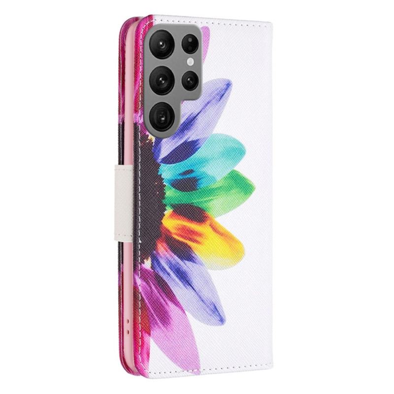 Capa Flip Para Samsung Galaxy S23 Ultra 5G Uma Flor