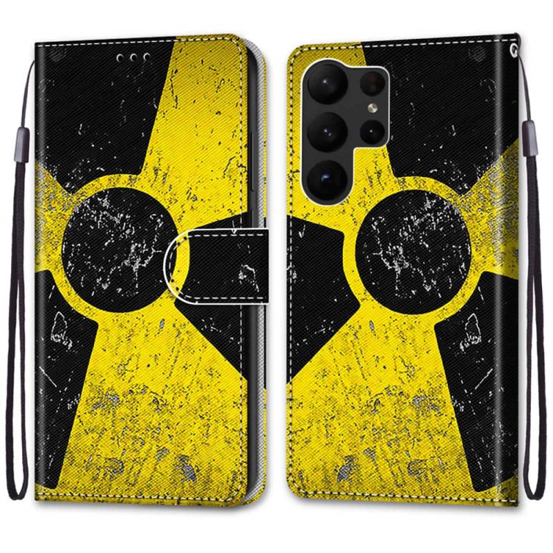 Capa Folio Para Samsung Galaxy S23 Ultra 5G Amarelo E Preto