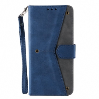 Capa Folio Para Samsung Galaxy S23 Ultra 5G Costuras Com Toque De Pele