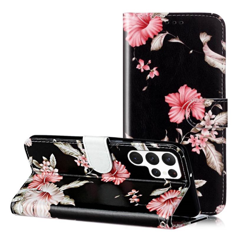 Capa Folio Para Samsung Galaxy S23 Ultra 5G Flores