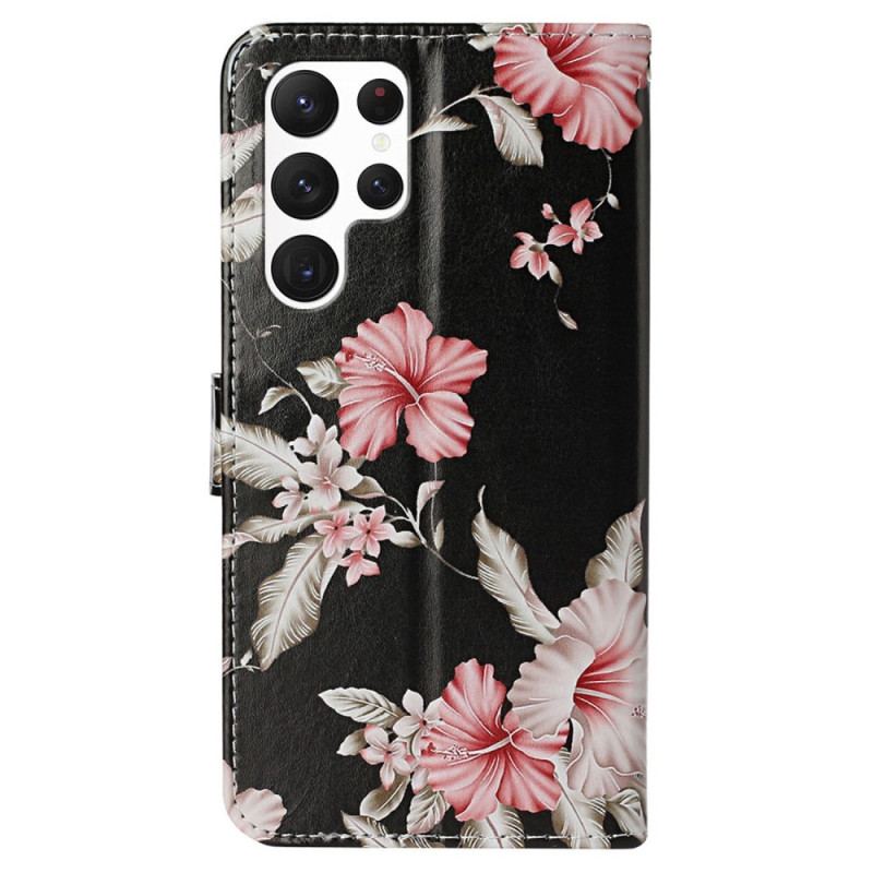 Capa Folio Para Samsung Galaxy S23 Ultra 5G Flores