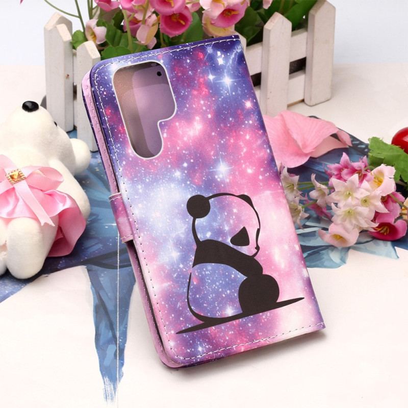 Capa Folio Para Samsung Galaxy S23 Ultra 5G Galáxia Panda