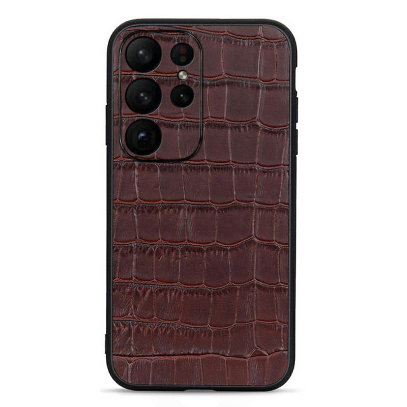 Capa Para Samsung Galaxy S23 Ultra 5G Couro Genuíno Estilo Crocodilo