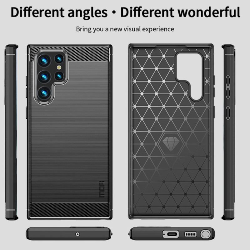 Capa Para Samsung Galaxy S23 Ultra 5G Fibra De Carbono Escovada Mofi