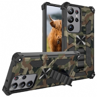 Capa Para Samsung Galaxy S23 Ultra 5G Suporte Removível De Camuflagem