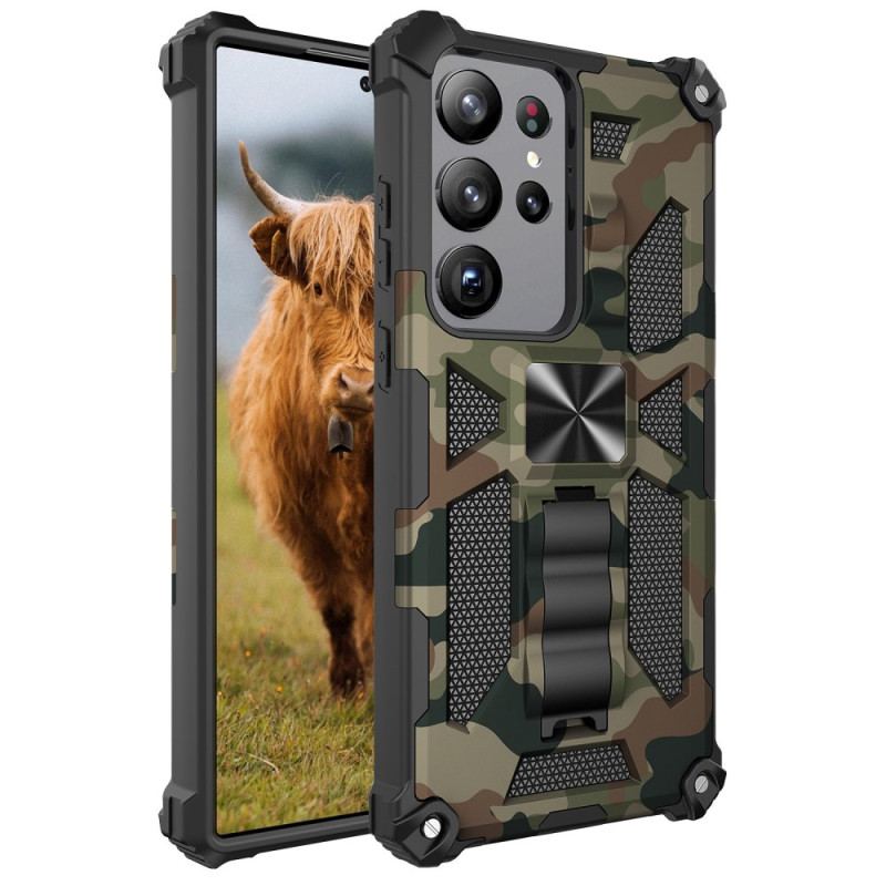 Capa Para Samsung Galaxy S23 Ultra 5G Suporte Removível De Camuflagem