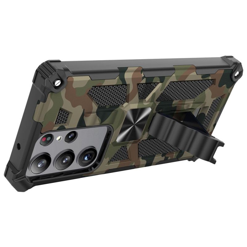 Capa Para Samsung Galaxy S23 Ultra 5G Suporte Removível De Camuflagem