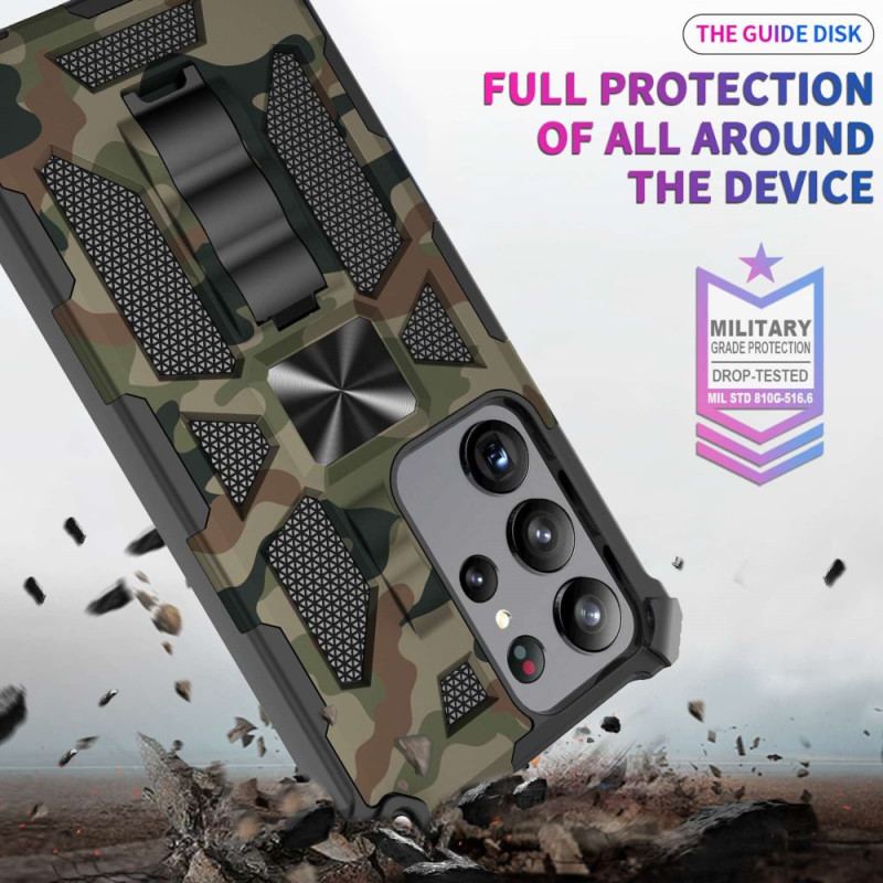 Capa Para Samsung Galaxy S23 Ultra 5G Suporte Removível De Camuflagem