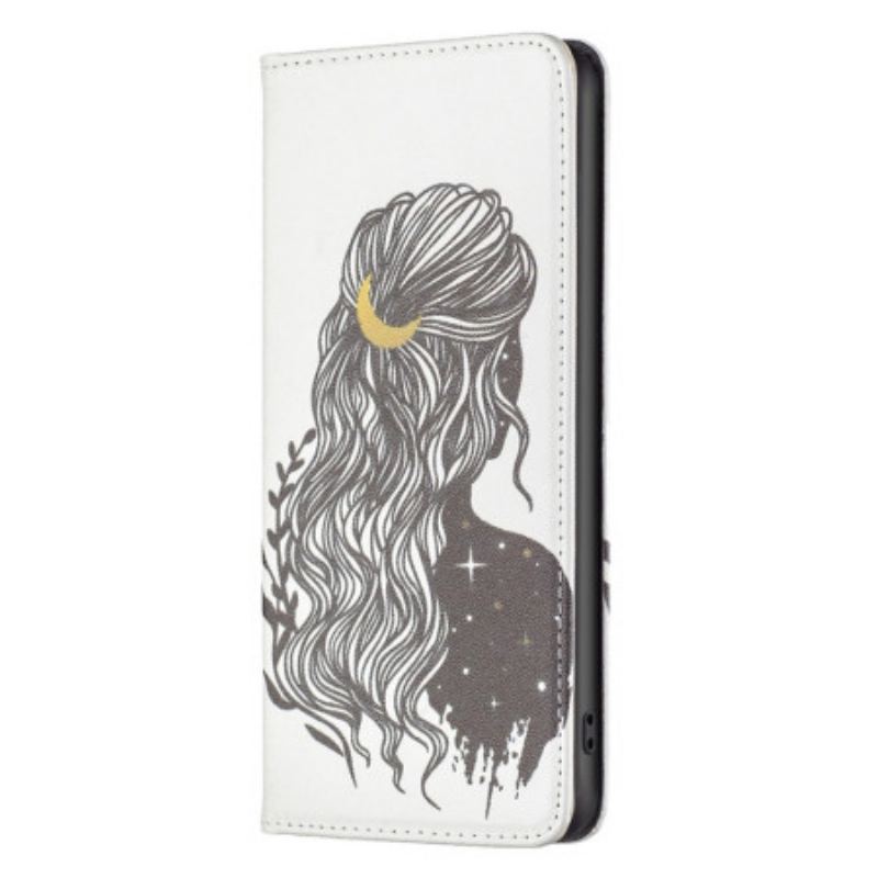 Capa De Celular Para iPhone 14 Pro Max Flip Cabelo Bonito