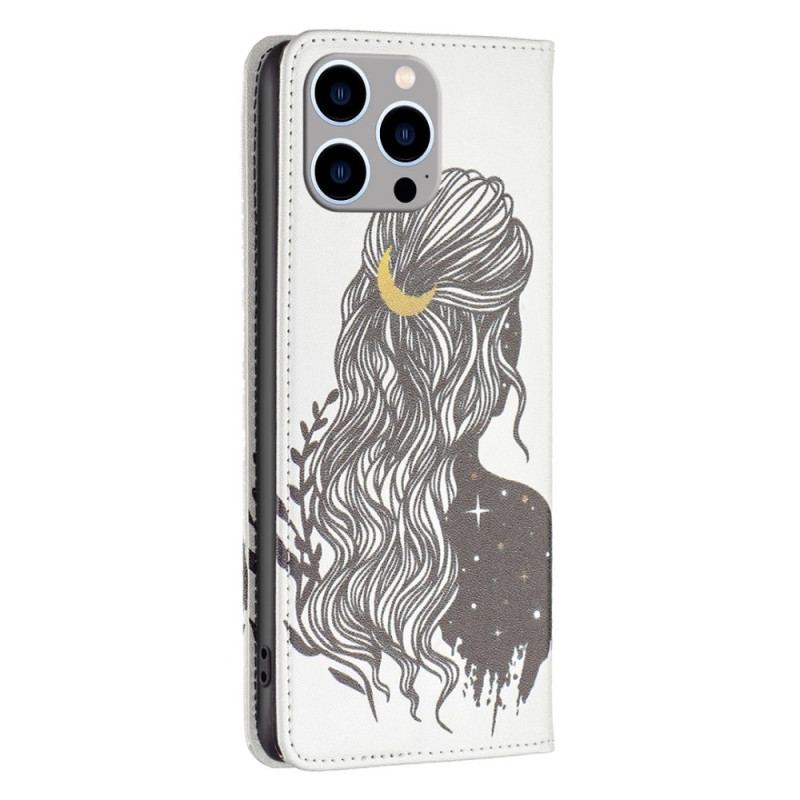 Capa De Celular Para iPhone 14 Pro Max Flip Cabelo Bonito