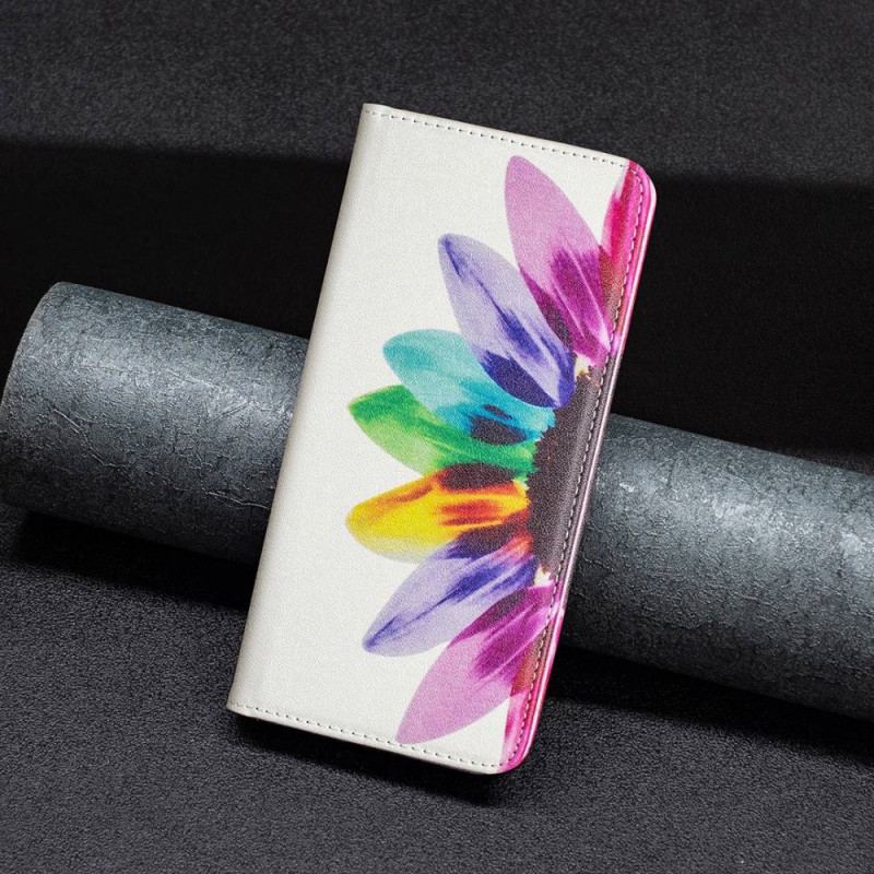 Capa De Celular Para iPhone 14 Pro Max Flip Flor Aquarela