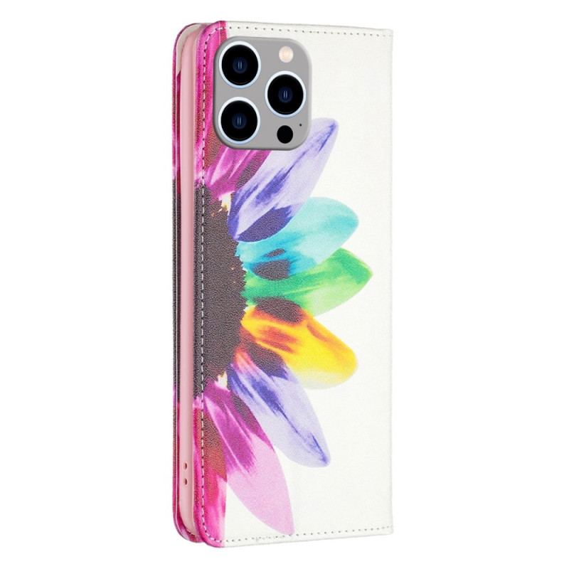 Capa De Celular Para iPhone 14 Pro Max Flip Flor Aquarela