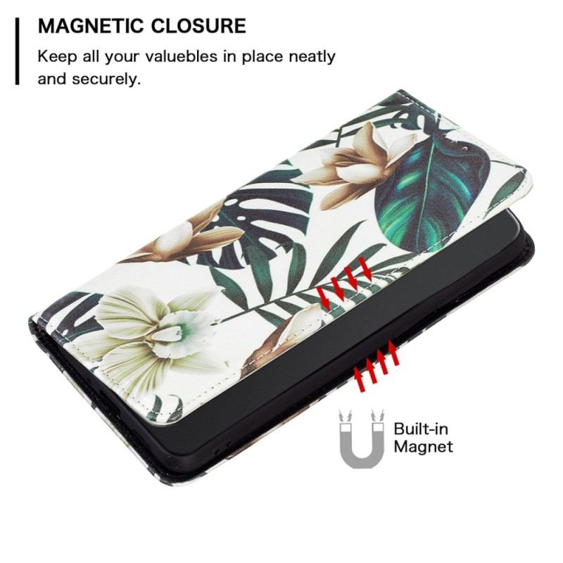 Capa De Celular Para iPhone 14 Pro Max Flip Folhas