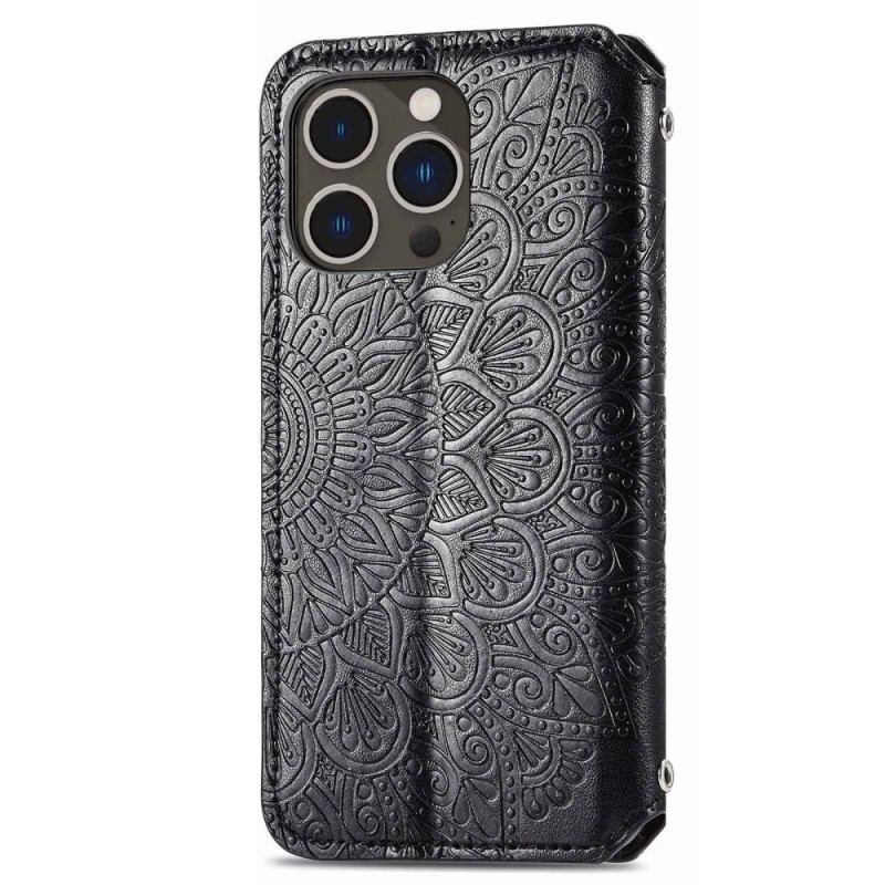 Capa De Celular Para iPhone 14 Pro Max Flip Folhas Tribais