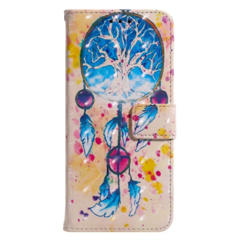 Capa De Couro Para iPhone 14 Pro Max Apanhador De Sonhos Aquarela