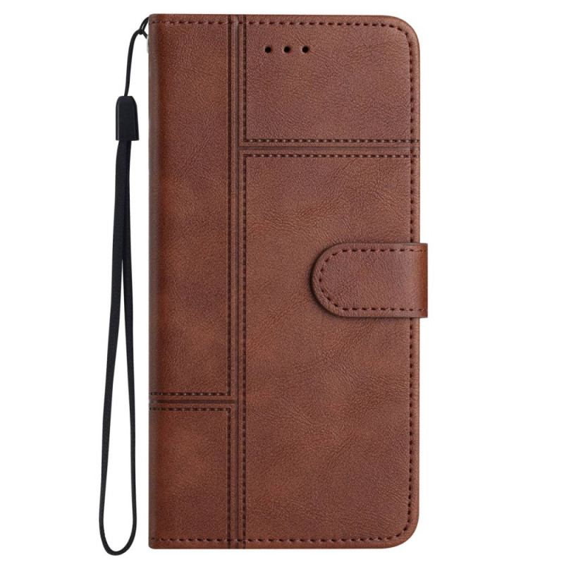 Capa De Couro Para iPhone 14 Pro Max De Cordão Estilo De Couro Comercial Com Tiras