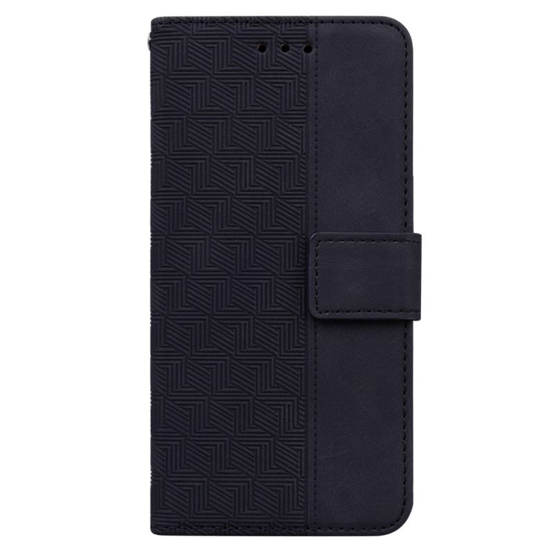 Capa De Couro Para iPhone 14 Pro Max De Cordão Padrão De Tiras