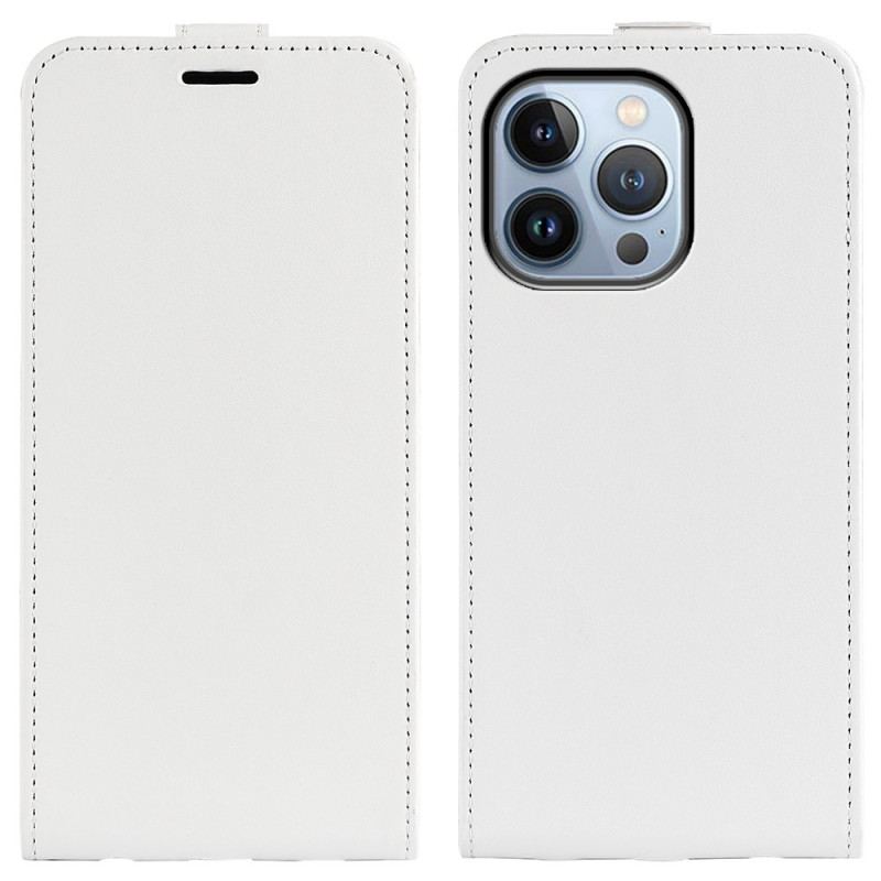 Capa De Couro Para iPhone 14 Pro Max Flip Efeito De Couro Com Aba Vertical