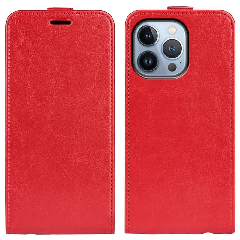 Capa De Couro Para iPhone 14 Pro Max Flip Efeito De Couro Com Aba Vertical