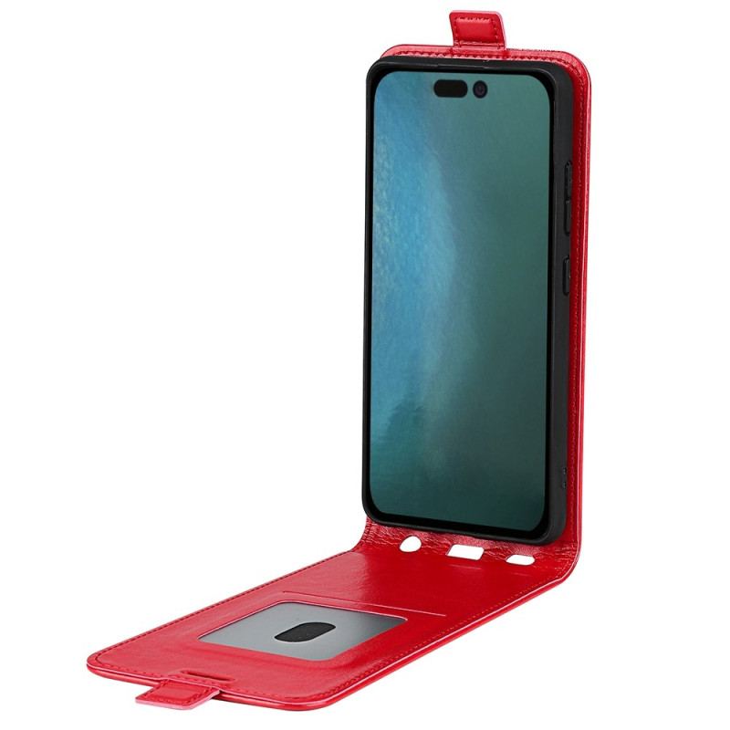 Capa De Couro Para iPhone 14 Pro Max Flip Efeito De Couro Com Aba Vertical