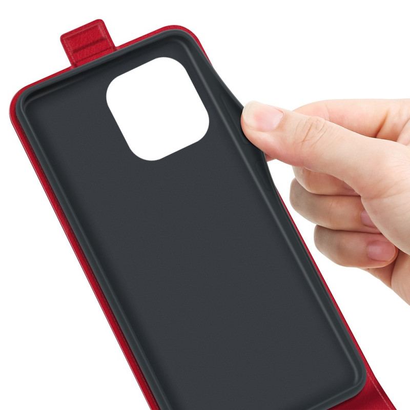 Capa De Couro Para iPhone 14 Pro Max Flip Efeito De Couro Com Aba Vertical