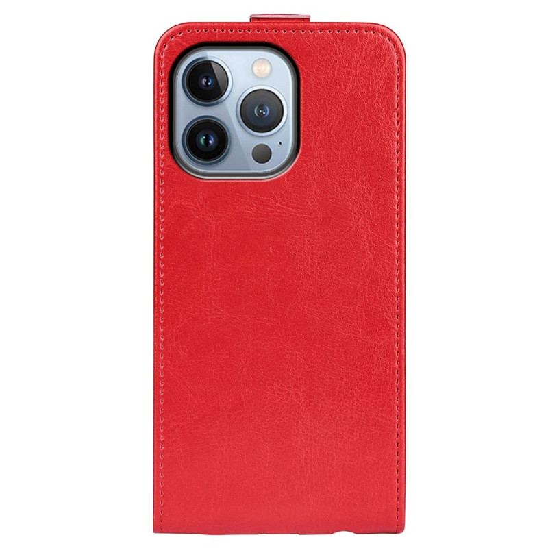 Capa De Couro Para iPhone 14 Pro Max Flip Efeito De Couro Com Aba Vertical