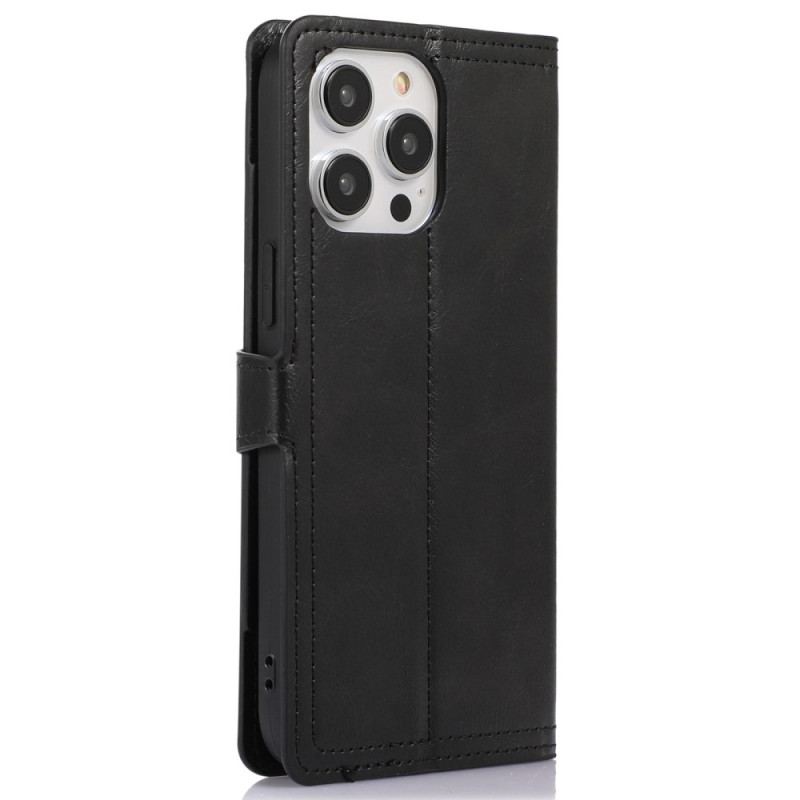 Capa De Couro Para iPhone 14 Pro Max Porta-moedas Frontal