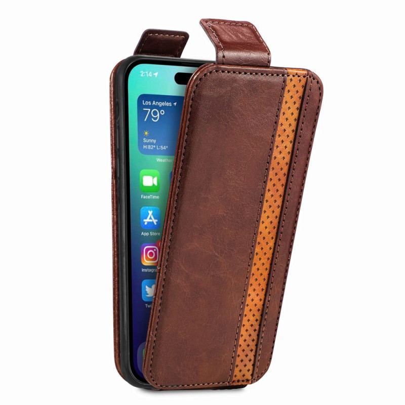 Capa Flip Para iPhone 14 Pro Max De Couro Aba Vertical Caseneo