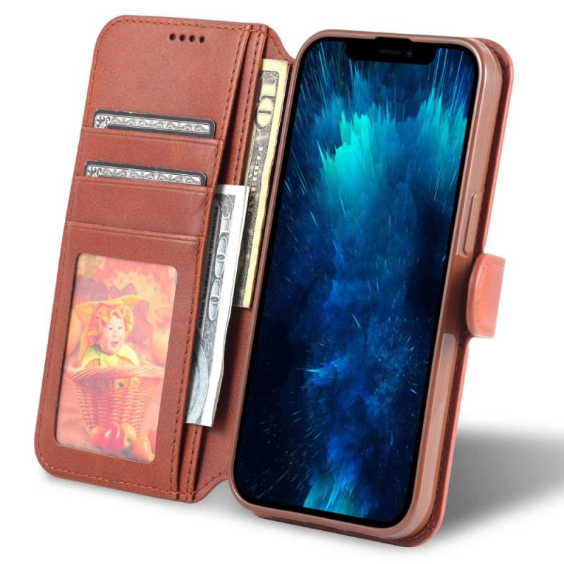 Capa Flip Para iPhone 14 Pro Max Couro Sintético Azns