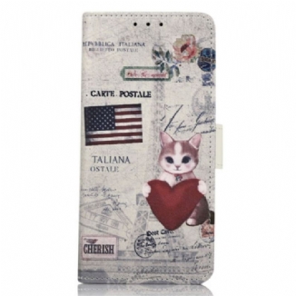 Capa Flip Para iPhone 14 Pro Max Gato Viajante