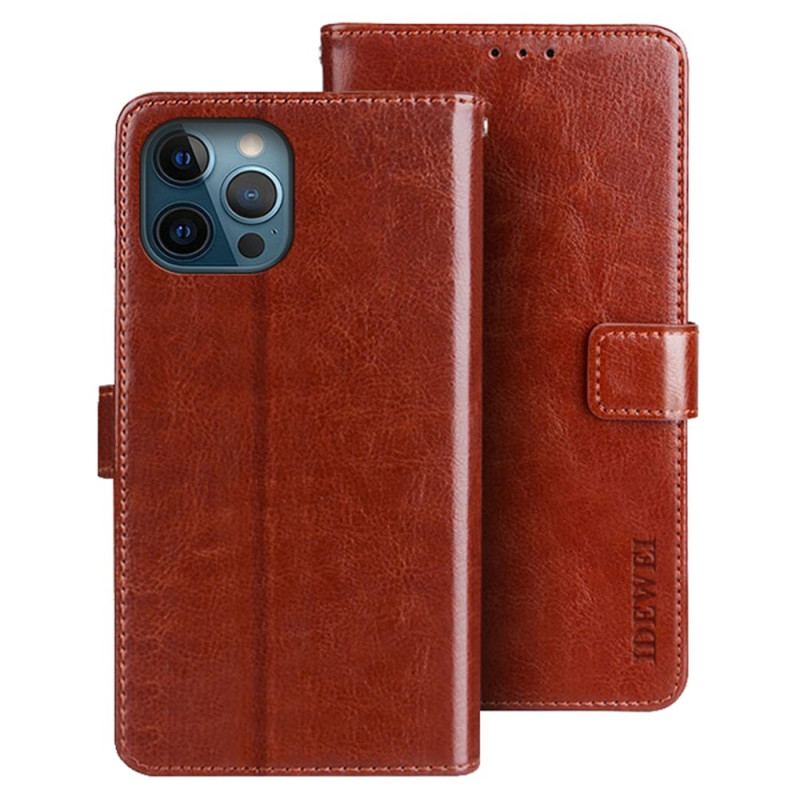 Capa Flip Para iPhone 14 Pro Max Imitação De Couro Idewei