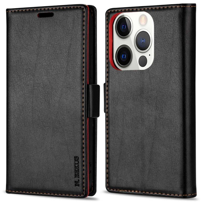 Capa Flip Para iPhone 14 Pro Max Ln.bekus Efeito Couro