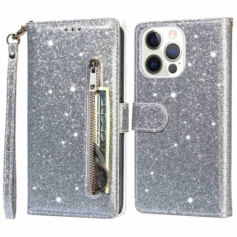 Capa Flip Para iPhone 14 Pro Max Capa Tipo Carteira Carteira Glitter