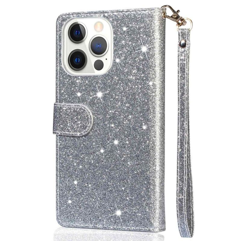 Capa Flip Para iPhone 14 Pro Max Capa Tipo Carteira Carteira Glitter