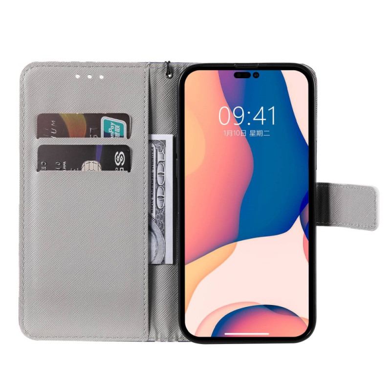 Capa Folio Para iPhone 14 Pro Max Borboletas Variação